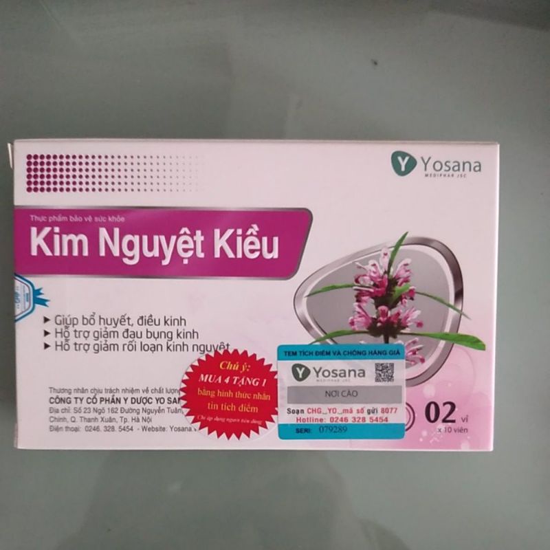 KIM NGUYỆT KIỀU hỗ trợ đau bụng kinh- điều hòa kinh nguyệt (mua 4 tặng 1 bằng tem cào tích điểm)