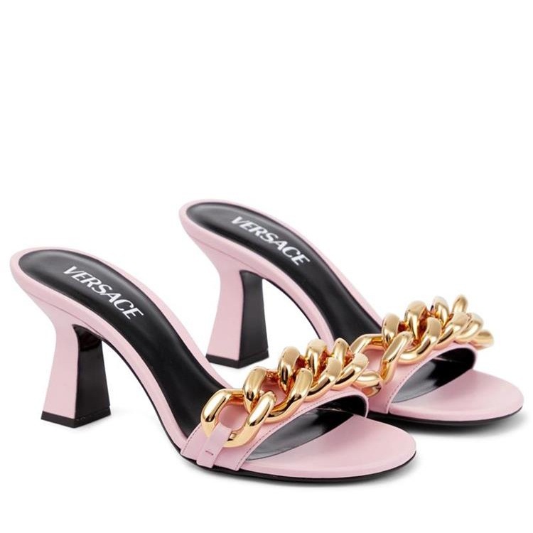 Dép Sandal Cao Gót Mũi Tròn Đế Dày Phối Dây Xích Kim Loại Thời Trang Mùa Hè Hàng Mới Dành Cho Bạn Nữ 2022