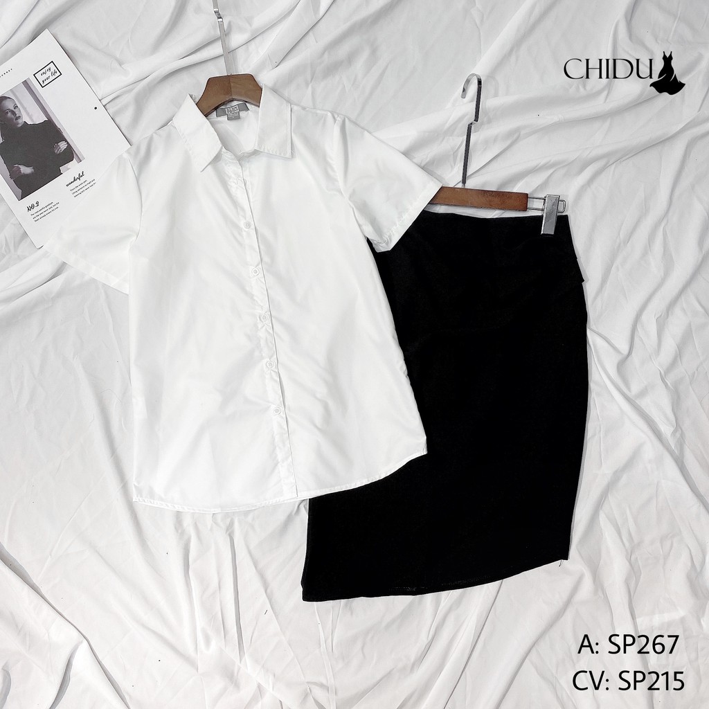 CHIDU chân váy cúc bọc, chân váy đen công sở - SP273 | BigBuy360 - bigbuy360.vn