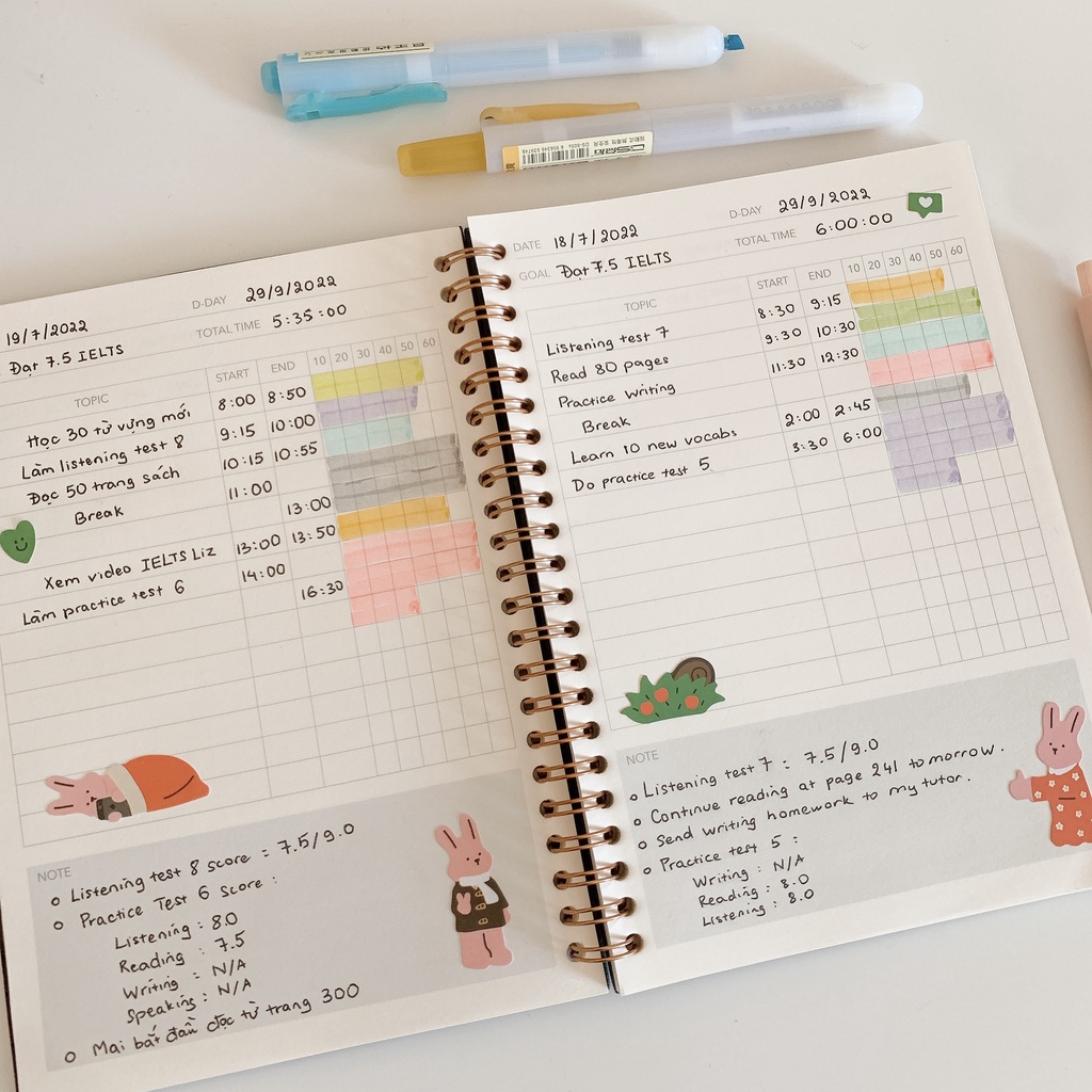 Sổ Study Tracker - Study Planner Sổ Lên Kế Hoạch Học Tập - Tối Ưu Hoá Thời Gian và Hiệu Quả - Sổ Học ôn thi / IELTS