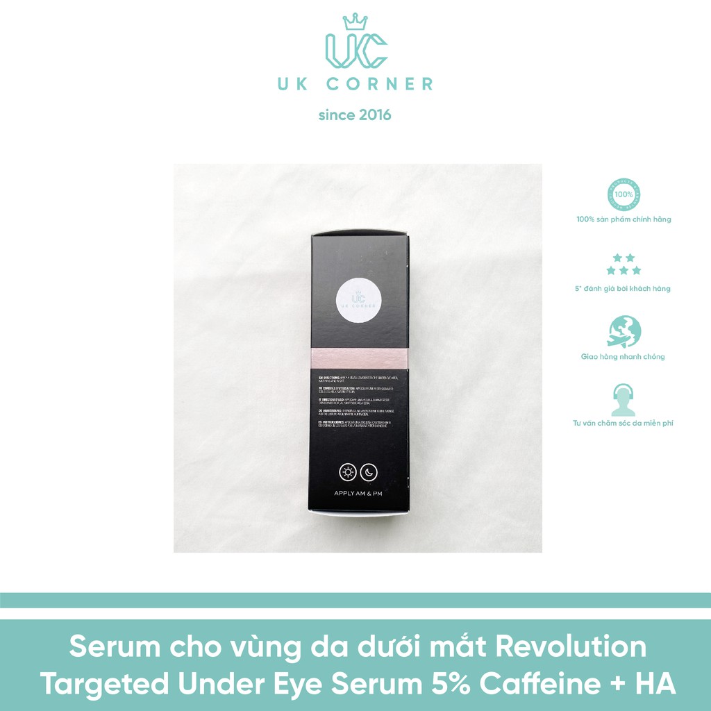 Serum cho vùng da dưới mắt Revolution Targeted Under Eye Serum 5% Caffeine + HA