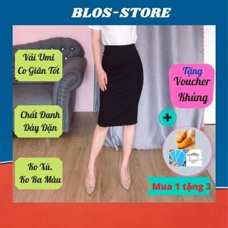 Chân Váy Bút Chì Qua Gối 🍀FRRESHIP🍀Thời Trang Công Sở-Váy Bút Chì Dáng Dài Chất Umi Co Giãn CVBCD01