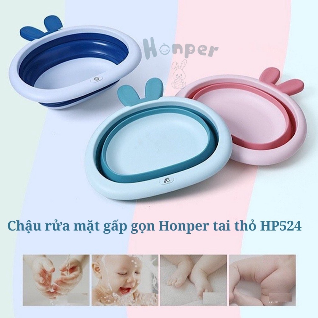 Chậu rửa mặt gấp gọn cho bé Honper tai thỏ phân phối chính hãng Bonbon Mart
