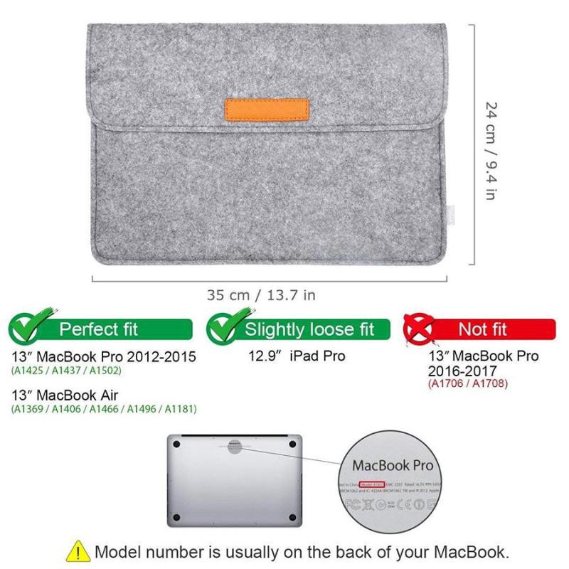 Bao đựng máy tính xách tay Túi đeo tay nỉ 13,3 inch Túi bảo vệ có túi đựng chuột cho Macbook Pro / Air / Retina 13 "