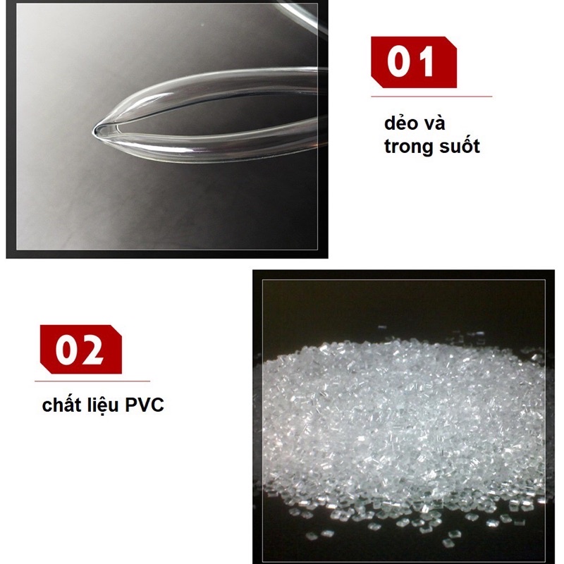 Ống nhựa mềm trong suốt PVC đa dụng đường kính trong 4mm, 5mm, 6mm, 8mm, 10mm, 12mm, 14 mm