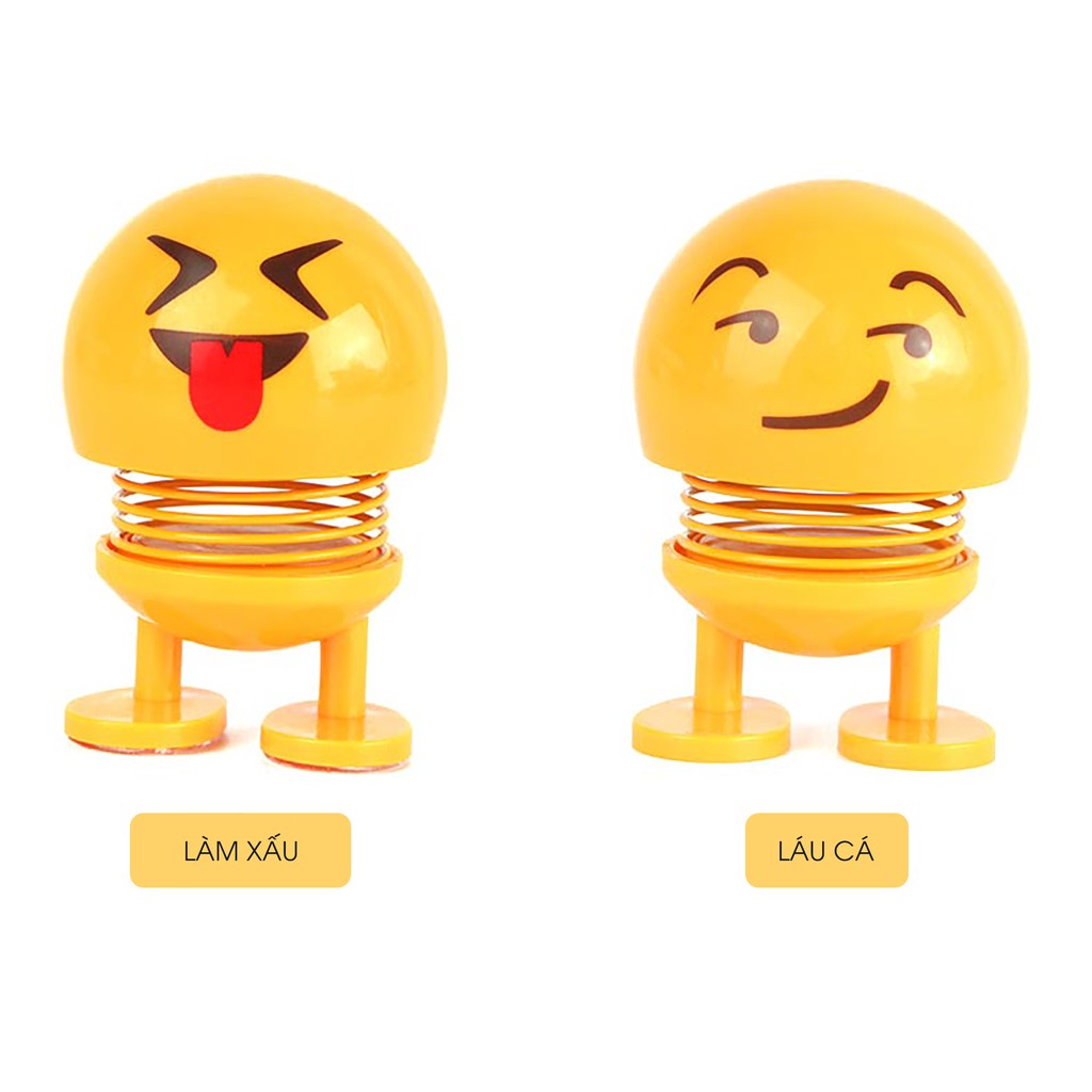 Thú nhún Emoji Lò Xo lắc đầu hình biểu tượng cảm xúc- Trang trí xe ô tô, bàn làm việc- Thị trấn đồ chơi