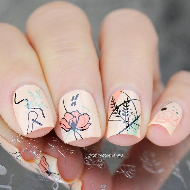 Tem dán móng tay UR SUGAR họa tiết hoa tuyết / lá cây / Halloween độc đáo