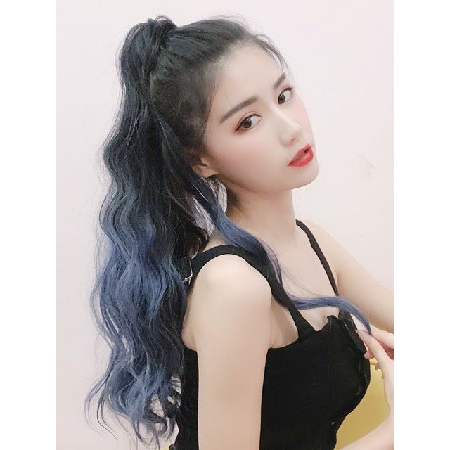 Tóc giả nữ đẹp 🤩FREESHIP🤩 Tóc giả ngoặm omber xanh xù