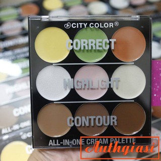 Tạo khối 9 ô City Color Correct Highlight Contour All-In-One Cream Palette dạng kem