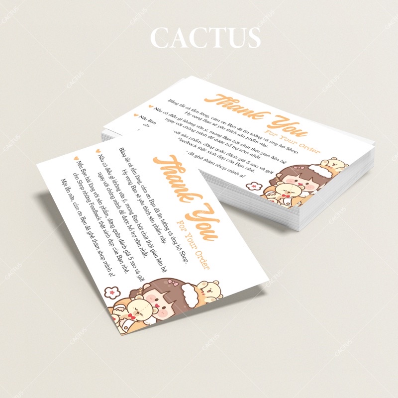 Combo 100 Card Cảm Ơn Khách Hàng, Card Thank You, Thiệp Cảm Ơn In 1 mặt mã A3