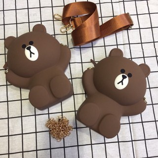 ❤️𝙁𝙍𝙀𝙀𝙎𝙃𝙄𝙋❤️ Túi đeo chéo gấu silicon brown