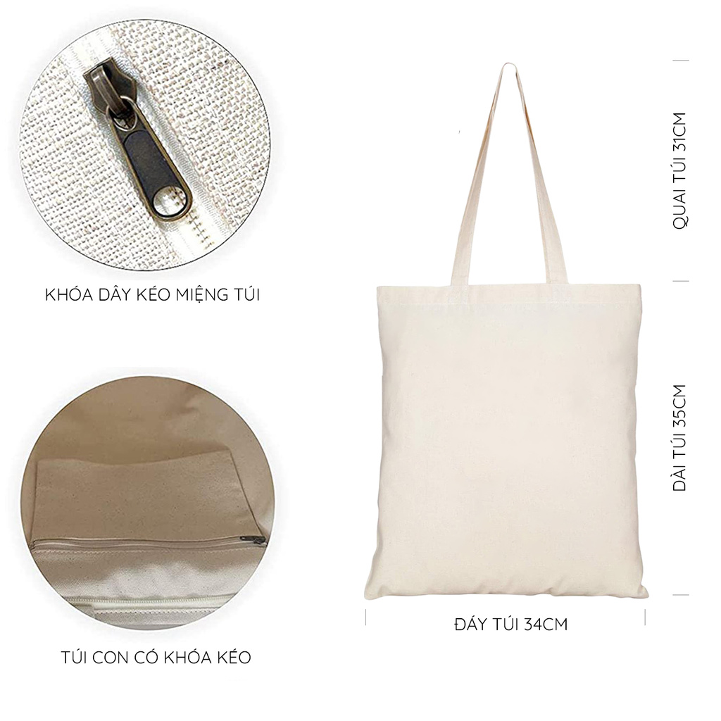 Túi vải tote canvas HTFashion in hình cute animal cartoon HT67