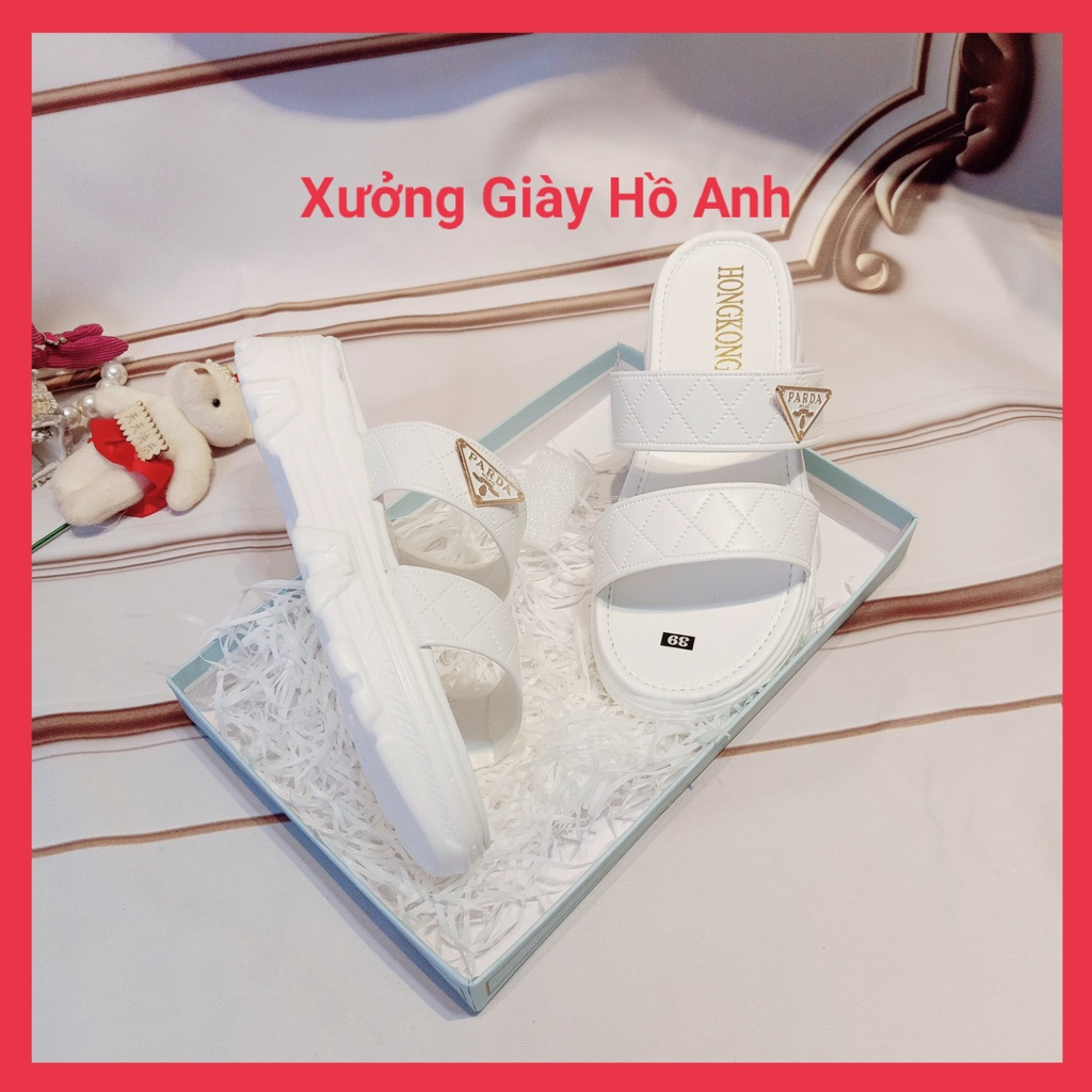 Dép Nữ Quai Ngang Đế Bánh Mì Cao 5P Siêu Nhẹ Da Mềm PD Dập Nổi Siêu Hot