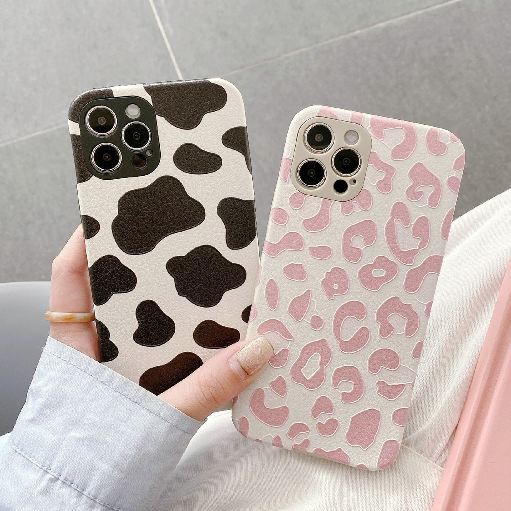 Ốp lưng Silicone Chống Sốc Họa Tiết Đốm Bò Sữa Đáng Yêu Cho Iphone 12 11 Pro Max Xr Xs Max 8 7 Plus