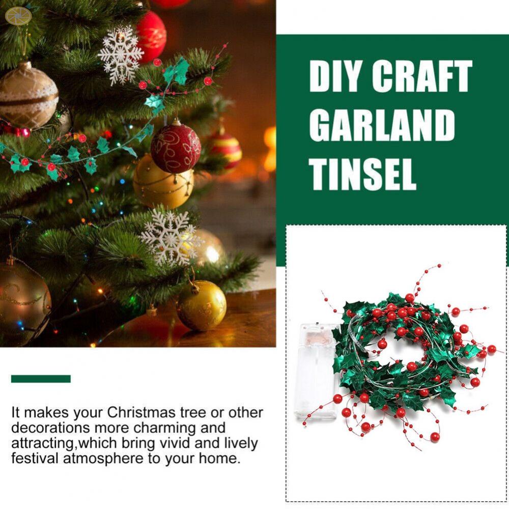 【VARSTR】Artificial Berry Vine With Light Wreath Xmas 2023 Christmas Door New Year