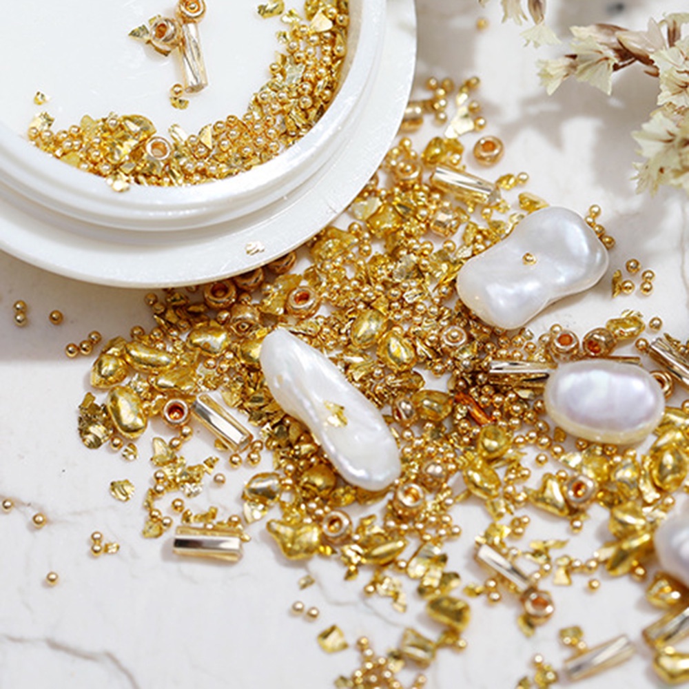 [Hàng mới về] Hạt ngọc trai trắng tự nhiên và vỏ sò ba chiều trang trí móng tay nghệ thuật thời trang DIY