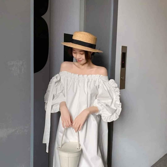 Váy trắng trễ vai bigsize