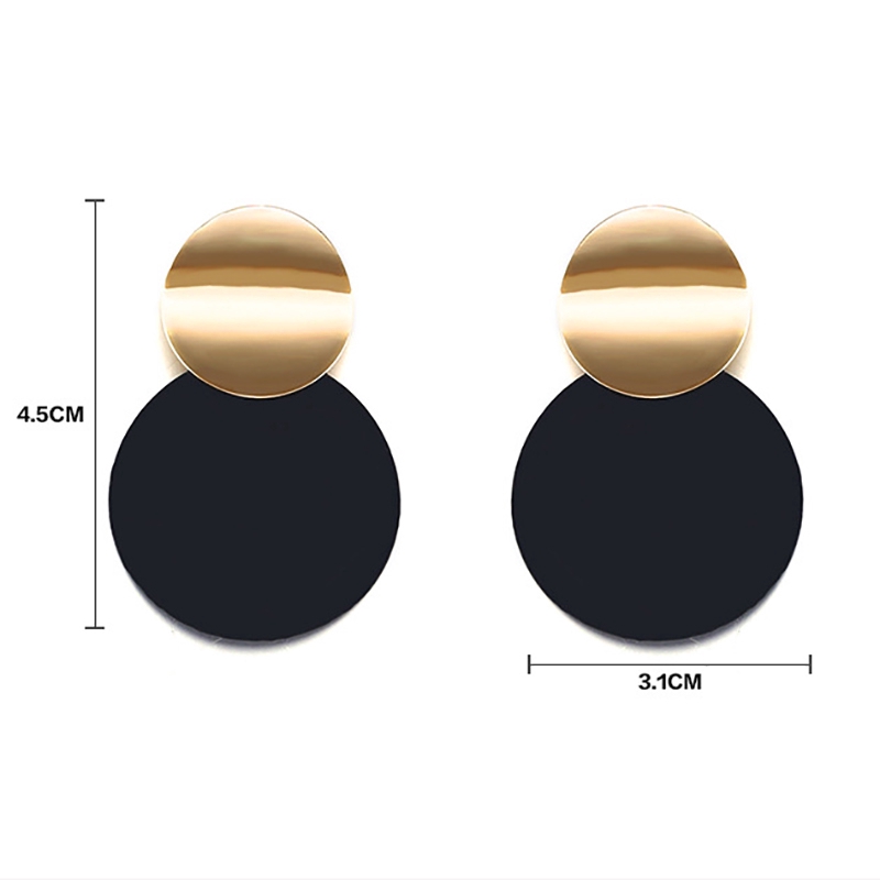 Đôi bông tai bằng kim loại hình tròn sáng tạo