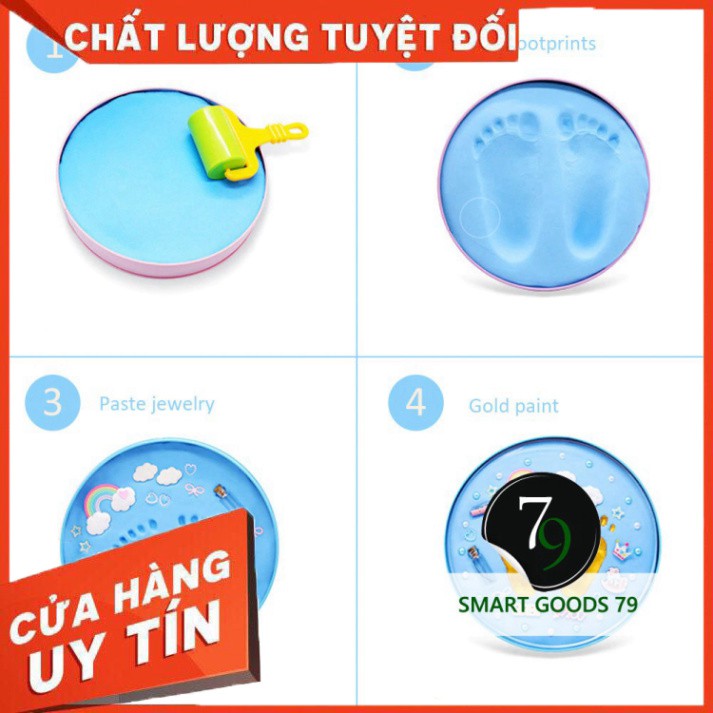 [ Chính Hãng ] [Freeship 204] Bộ khung hộp in dấu vân chân tay chân cho bé sơ sinh lưu dữ kỷ niệm bằng đất sét