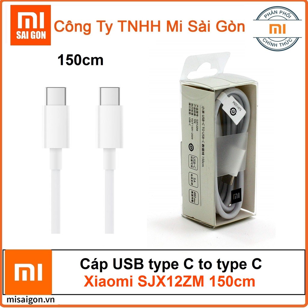 [DIGIWORLD] Cáp 5A USB type C to type C Xiaomi SJX12ZM 150cm - Hàng Chính Hãng