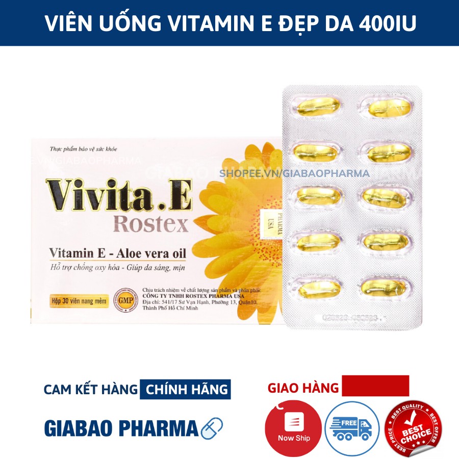Viên uống bổ sung Vitamin E 400 IU làm đẹp da Vivita.E Rostex | Thế Giới Skin Care