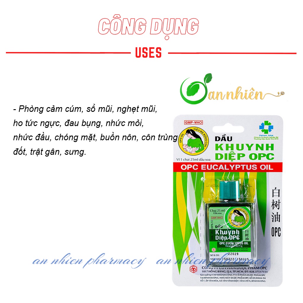 Dầu Khuynh diệp OPC phòng ngừa cảm cúm, sổ mũi, nghẹt mũi 25ml