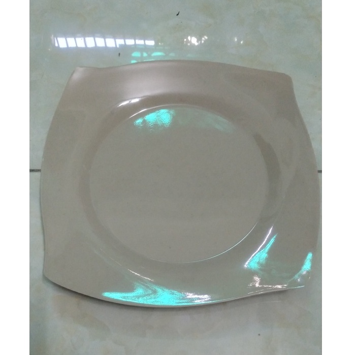 Dĩa vuông cạn đựng cơm sườn,rau củ nhựa Melamine màu đen/nâu/trắng nhiều Size