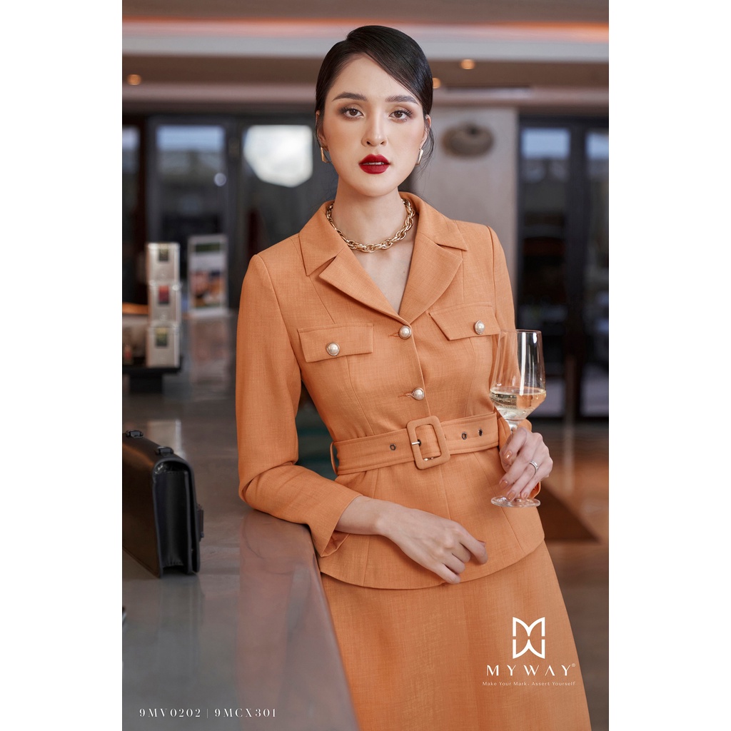 Set Vest Áo Và Chân Váy MY WAY Kèm Belt Sang Trọng 9MV0202 -9MCX301