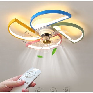 Quạt trần đèn led phòng khách，quạt trần đèn 3 chế độ ánh sáng，đèn trần trang trí.