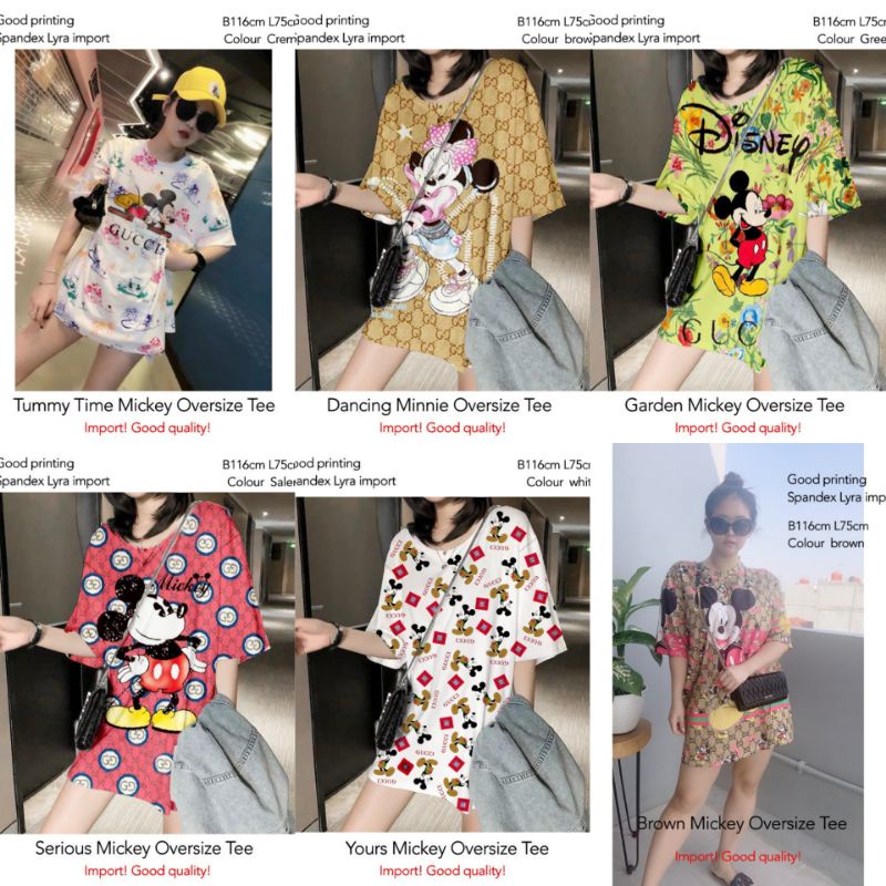 DISNEY Đầm Thun Cỡ Lớn In Hình Chuột mickey minnie Nhập Khẩu Từ Hàn Quốc