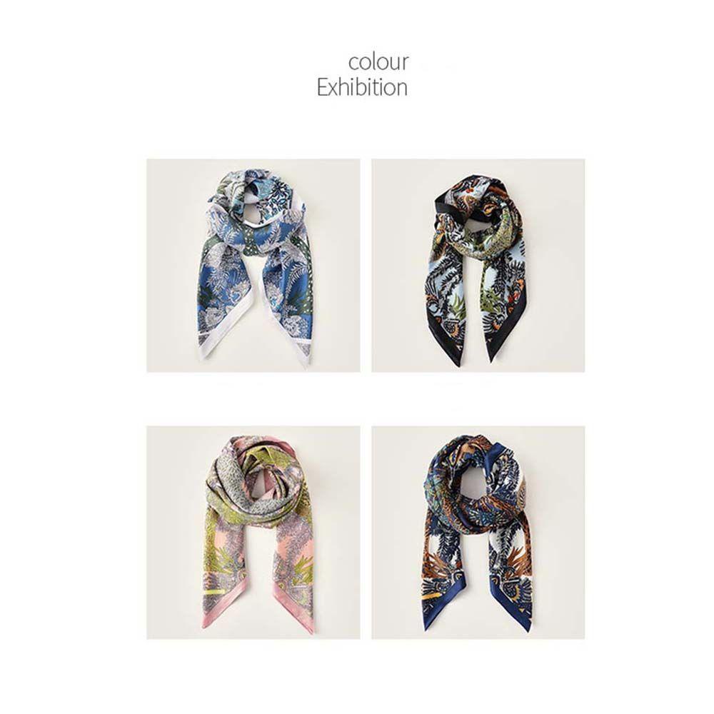Qqmall Khăn Quàng Cổ Lụa Hình Vuông Lớn Phong Cách Vintage Trang Trí Đa Ứng Dụng Cho