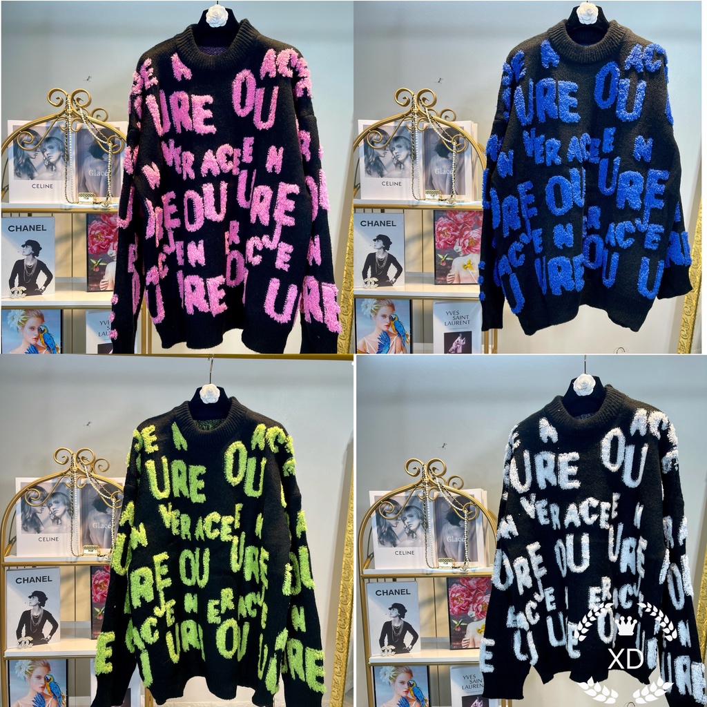 Áo len nữ form rộng, áo len chữ nổi xù bông dáng hàn quốc lên cực trẻ chất tuyệt vời phom thoải mái dễ mặc dễ mix đồ | BigBuy360 - bigbuy360.vn