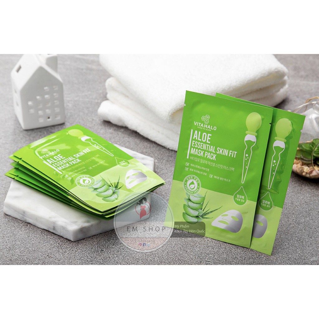 Mặt Nạ Vitahalo Aloe Hàn Quốc Dưỡng Ẩm Da, Làm Mịn Da Từ Nha Đam