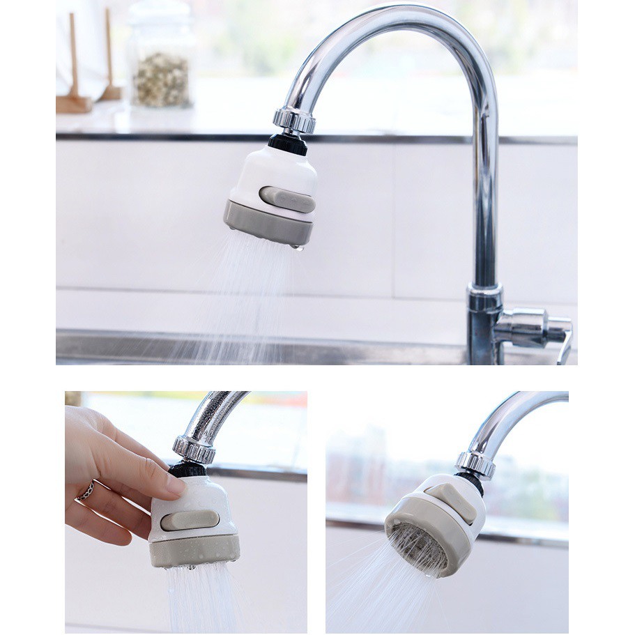 Đầu Vòi Xịt Nước Tăng Áp Cho Vòi Bồn Rửa, Vòi Rửa Chén, Đầu Nối Vòi Rửa Bát Tăng Áp Xoay 360 Độ 2Chế Độ , 3Chế Độ Phun