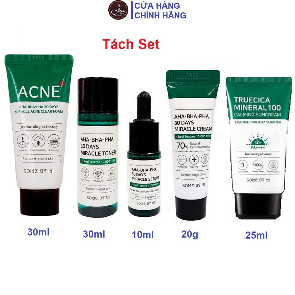 [Tách Set] Bộ Kit 4 Sản Phẩm Dưỡng Da Giảm Mụn Some By Mi AHA-BHA-PHA 30 Days Miracle AC SOS Kit