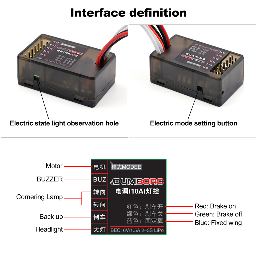 Esc Chổi Than DumboRC 10A Bộ Điều Khiển Tốc Độ Điện ESC Tích Hợp Đèn Tích Hợp Cho Mô Hình RC