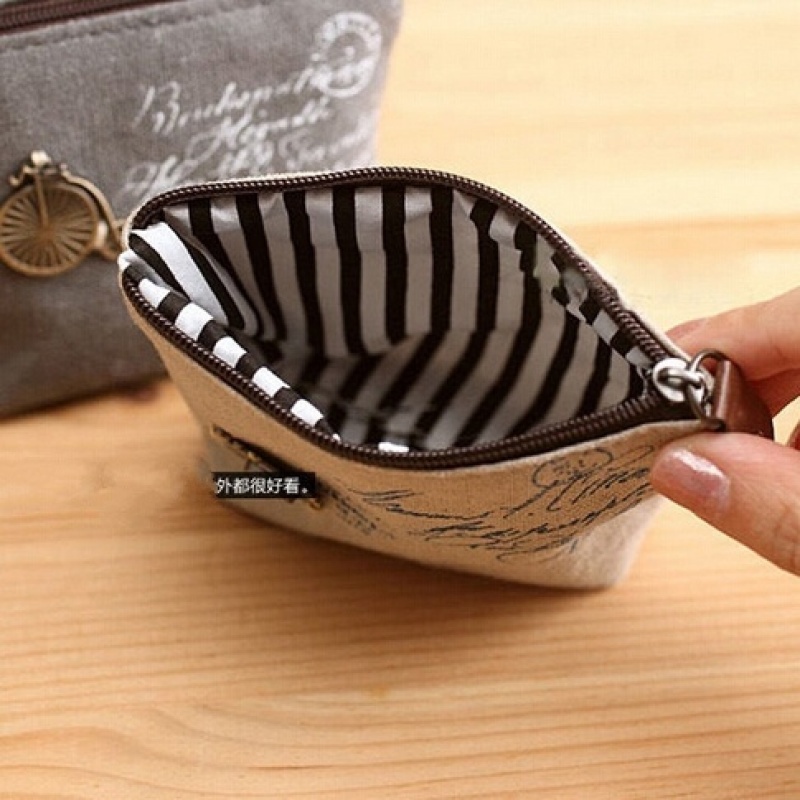 Ví Đựng Tiền Xu/Thẻ Bằng Vải Bố Phong Cách Cổ Điển Dễ Thương Dành Cho Nữ