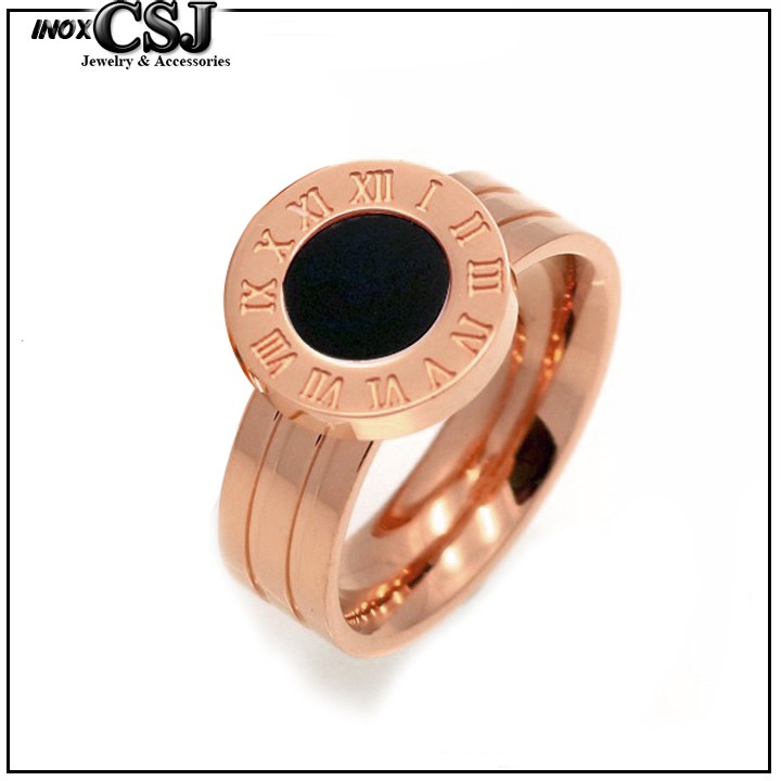 NHẪN NỮ TITAN SỐ LA MÃ MÀU HỒNG SIÊU CUTE - tặng hộp đựng xinh xắn