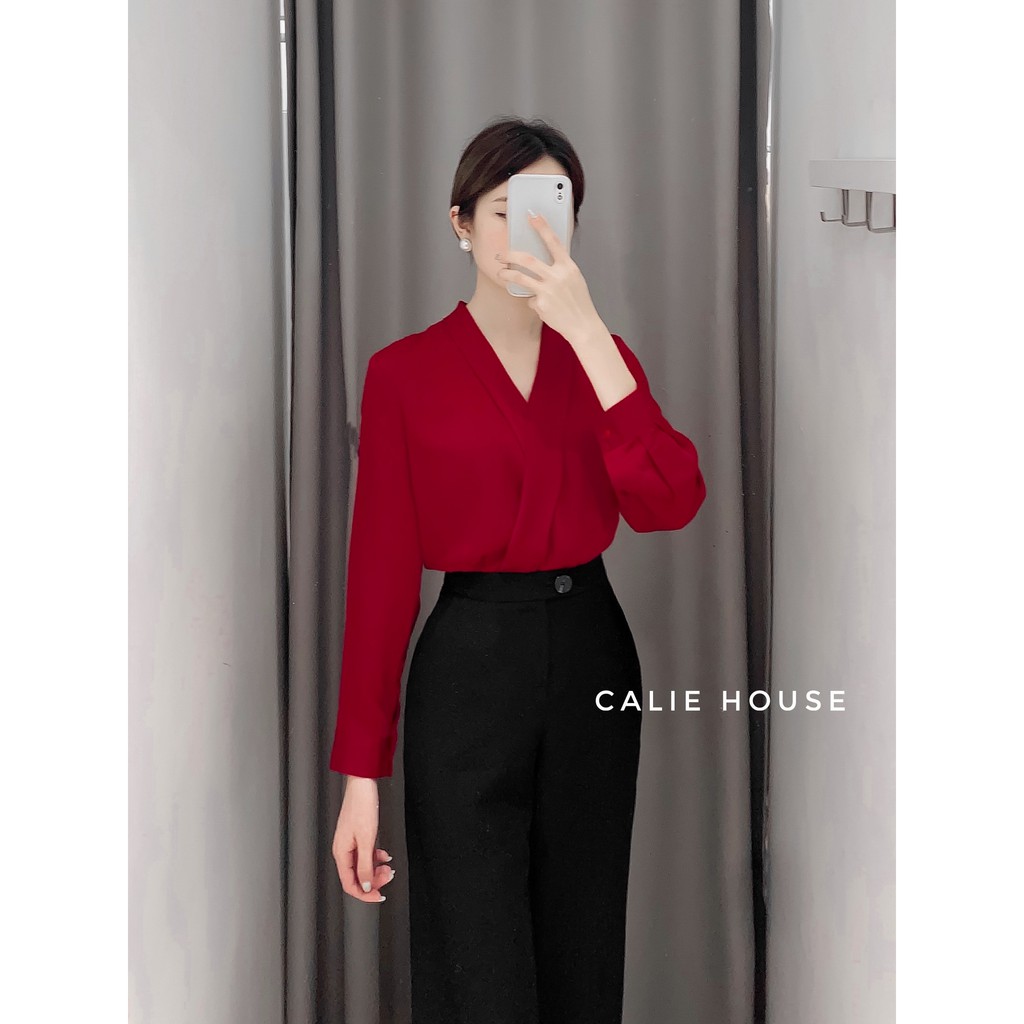 Áo sơ mi cổ chéo thời trang công sở Calie house A130 | BigBuy360 - bigbuy360.vn