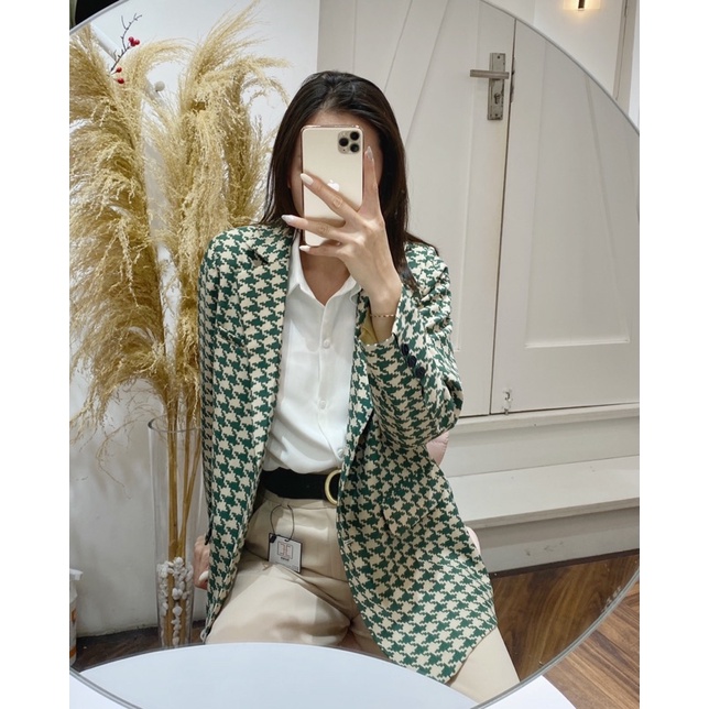 Áo blazer 2 lớp hàng thiết kế Huien Design hoạ tiết zic zắc điểm nhấn thời trang, sành điệu | BigBuy360 - bigbuy360.vn