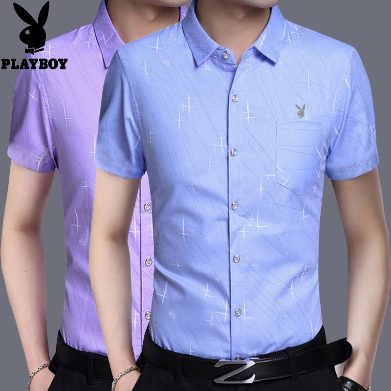 Áo sơ mi ngắn tay ôm dáng phối túi size lớn thời trang công sở mùa hè cho nam | BigBuy360 - bigbuy360.vn