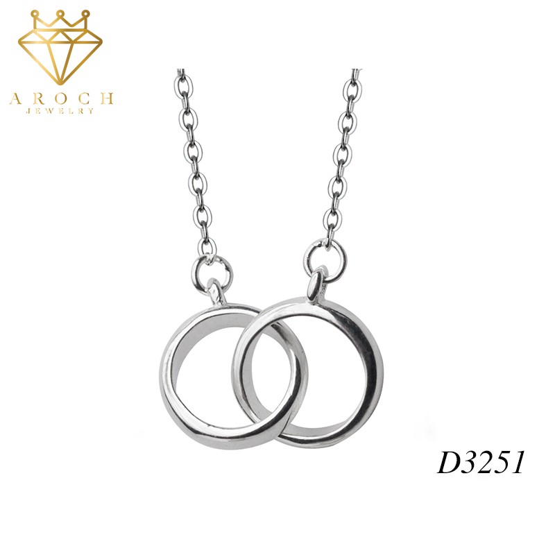 Dây chuyền bạc Ý s925 đôi nhẫn lồng vào nhau D3251 - AROCH Jewelry