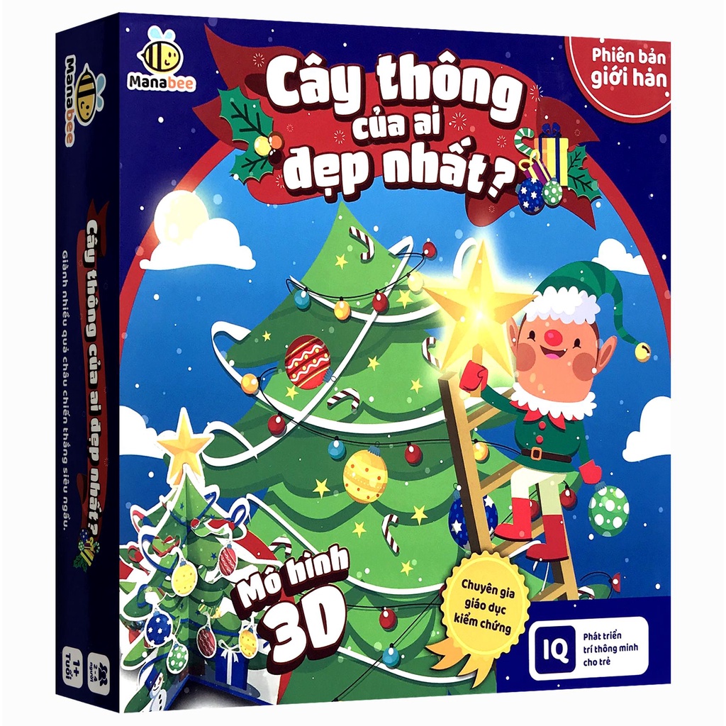 Bộ trò chơi Cây thông của ai đẹp nhất? - Wabooks - Mô hình 3D phát triển trí thông minh cho trẻ 1+ (23x23x4 cm)