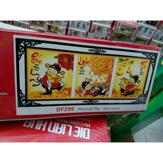 Tranh Đính Đá Phúc Lộc Thọ Thần Tài