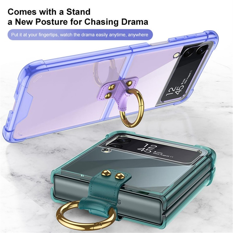 Ultra Ốp Điện Thoại PC Cứng Siêu Mỏng Trong Suốt Chống Sốc Kèm Móc Xỏ Ngón Cho Samsung Galaxy Z Flip 4