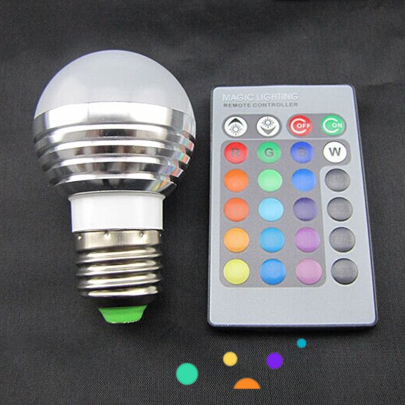 Đèn LED đổi màu RGB 3W E27 điều khiển từ xa