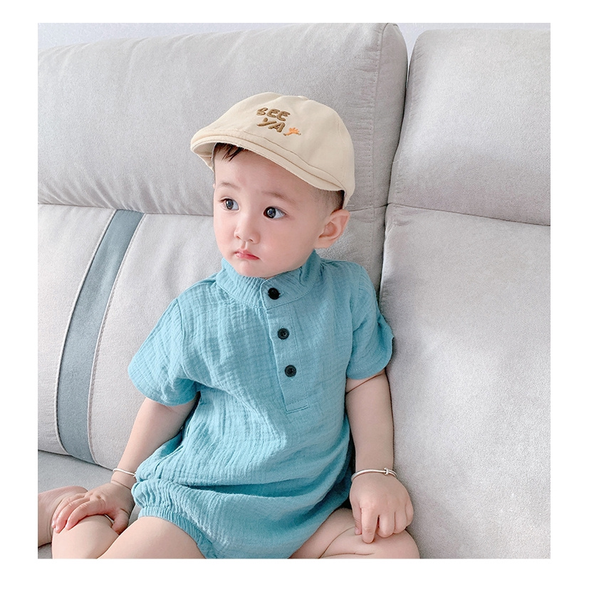 Bộ Áo Liền Quần Cotton Tay Ngắn In Họa Tiết Hoạt Hình Động Vật Dễ Thương Dành Cho Bé Trai 0-18 Tháng Tuổi