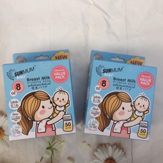 Túi Trữ Sữa Sunmum 250ml (Set 100 Túi) Nhập Khẩu Thái Lan / 3 Khóa Zip Chống Tràn Sữa / [ Tặng Kèm Bút Ghi Chú ]