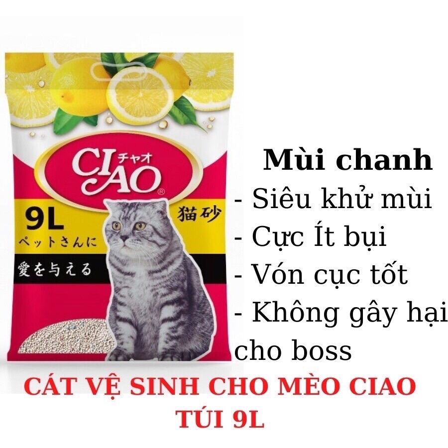 [ Giảm 10k cho đơn từ 50k] Tải Cát vệ sinh cho mèo cát Ciao 9L - 1 tải 6 túi