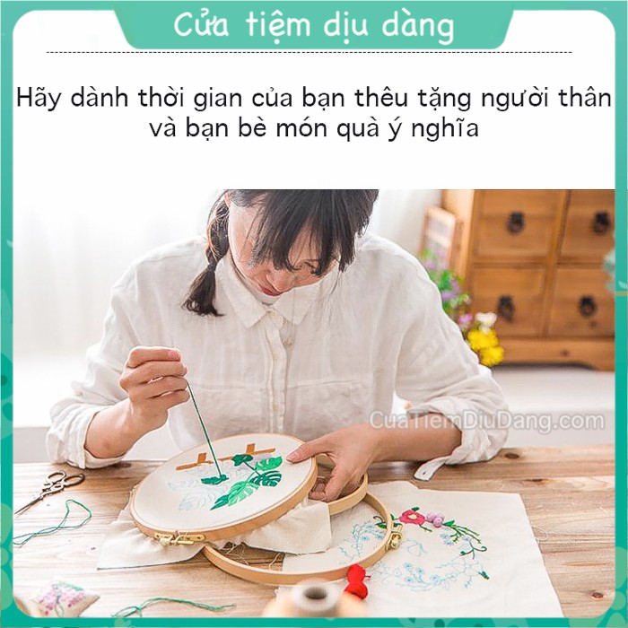 Bộ kit thêu Tranh, kit tập thêu mẫu Happy Birthday (chúc mừng sinh nhật) - DIY (đã bao gồm khung thêu)